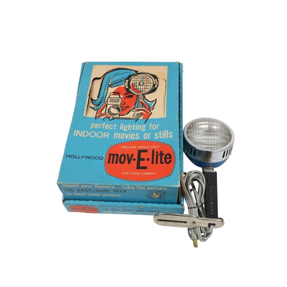 Vintage Hollywood Mov-E-Lite Single Light For Indoor Movies/Stills W/Original Bo